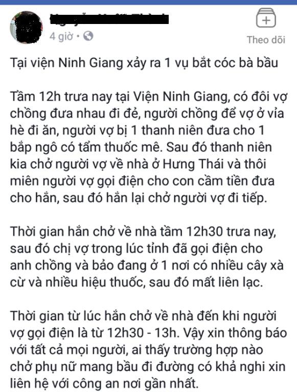 san phu di kham thai cung chong mat tich bi an, ro tin don bi danh thuoc me, bat coc - 1