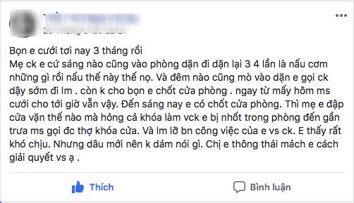 dau moi boi roi khi me chong ngay dem ngan can "chuyen ay", cua phong rieng cung khong duoc chot - 1