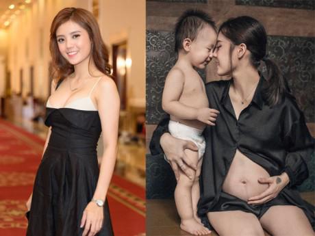 Lâm Á Hân vừa bế con vừa tập "ngồi xổm" để giữ dáng thon đẹp